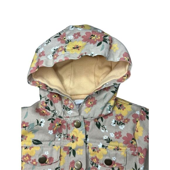 Little Lass Girls 6 Floral Button Up Jacket Hooded - Picture 2 of 6
